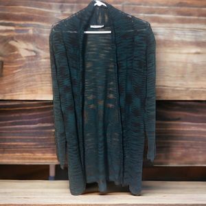 Ricki's Knit Cardigan knitted long Duster Dark Green Black Heather Medium